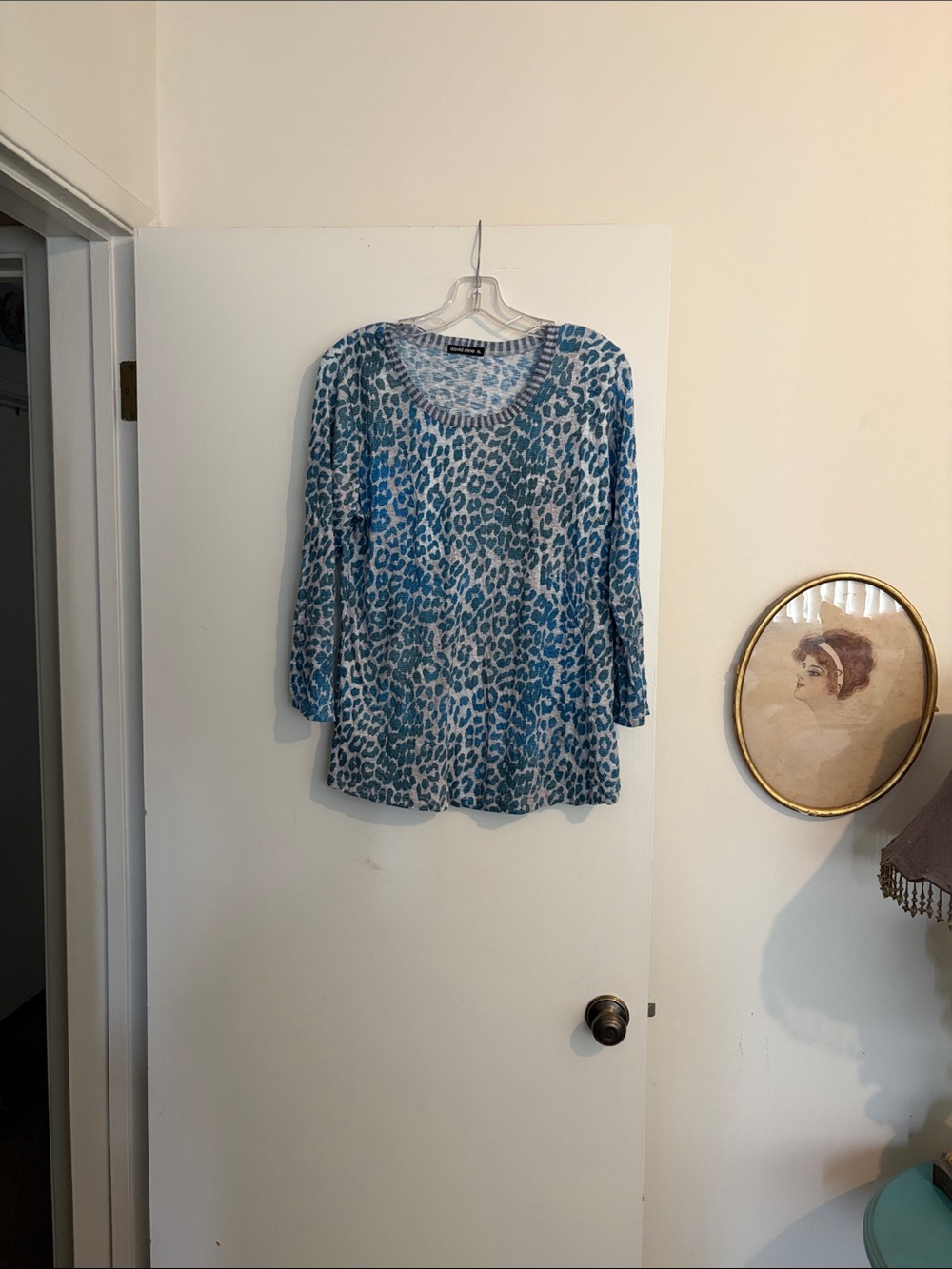 David Cline Blue Leopard-Print Scoop Neck Tunic